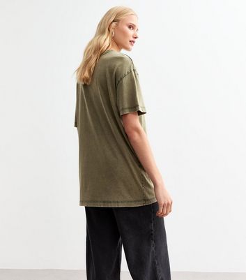 Khaki Cotton Soul Seeker Oversized T-Shirt New Look