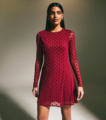 New look red polka dot dress best sale