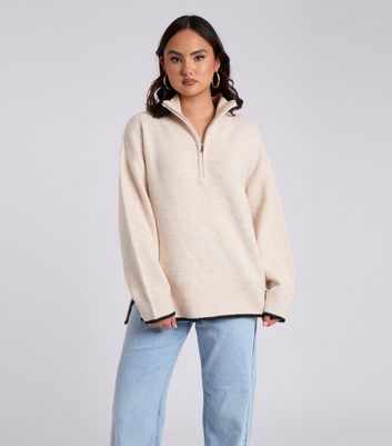 Cream half zip jumper womens sale