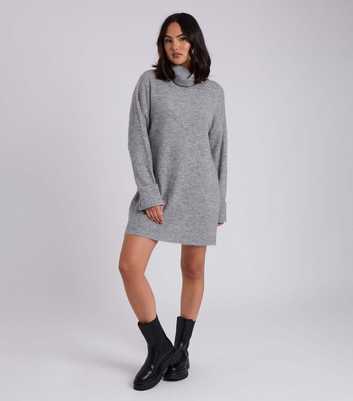 Urban Bliss Grey Roll Neck Knit Mini Dress