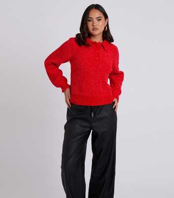 Urban Bliss Red Chenile Button Up Jumper