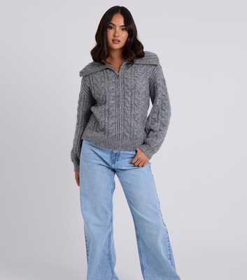 Urban Bliss Grey Cable Knit Zipped Cardigan