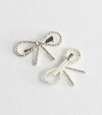 Pack of 2 Diamanté Bow Hair Slides