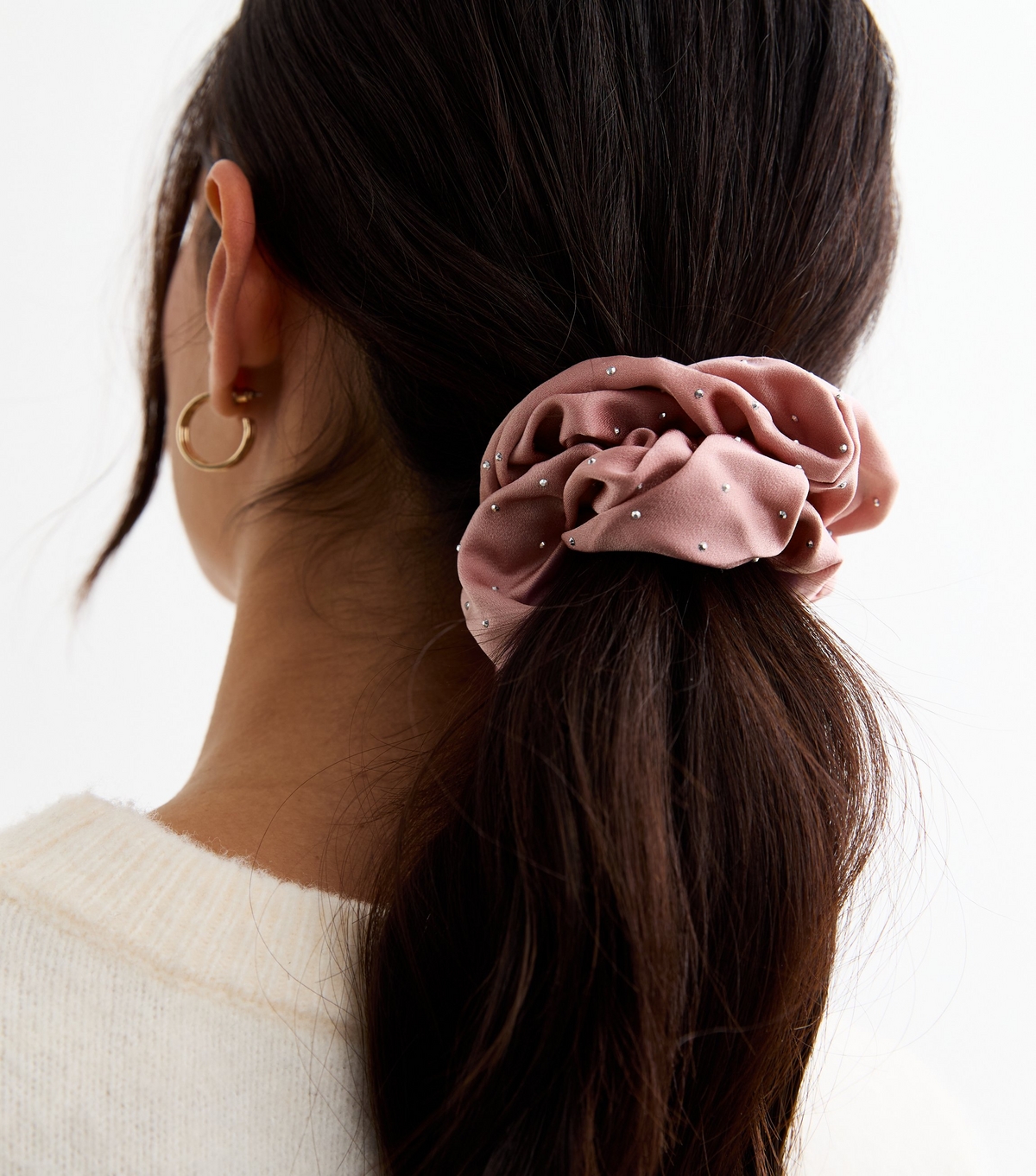 Pink Satin Diamanté Scrunchie New Look