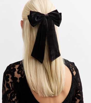 Black Layered Velvet Bow Slide