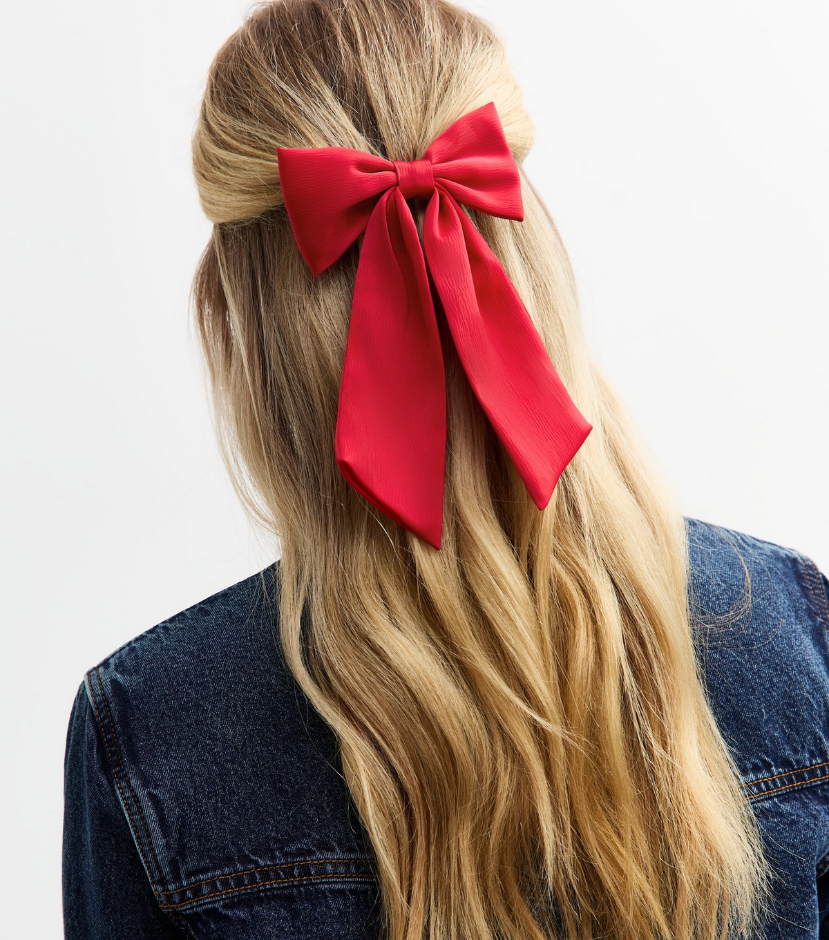 Red Satin Bow Slide New Look