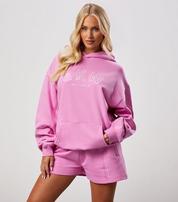 Gym King Pink Relaxed Fit Logo Hoodie New Look