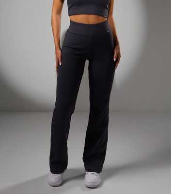 Gym King Dark Grey Rib Flared Leggings