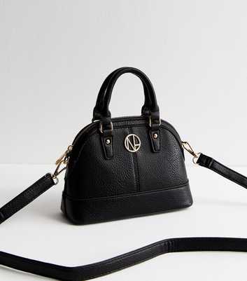 Black Grained Faux Leather Crossbody Bag