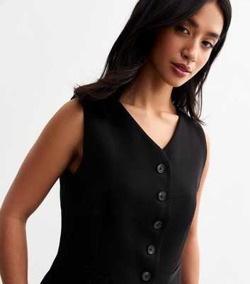 Petite Black V-Neck Button Front Waistcoat