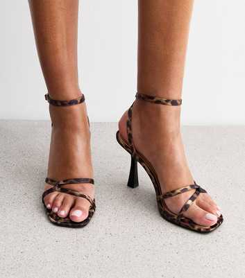 Brown Leopard Print Strappy Sandals