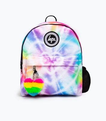 HYPE Rainbow Tie Dye Heart Iconic Backpack New Look