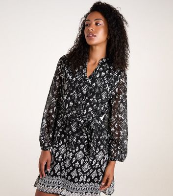 Blue Vanilla Black Patterned Smock Dress | New Look