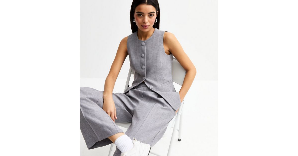 Tailored Trousers with Wide Leg in Dark Grey