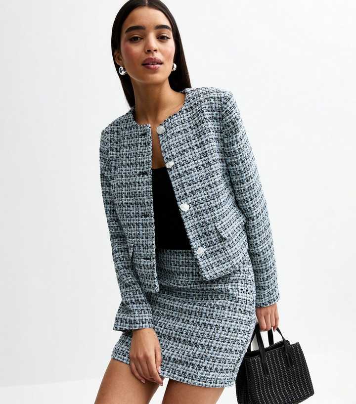 Blue Boucle Crew Neck Jacket