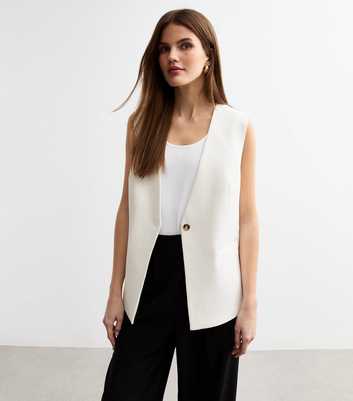  White One Button Tailored Waistcoat