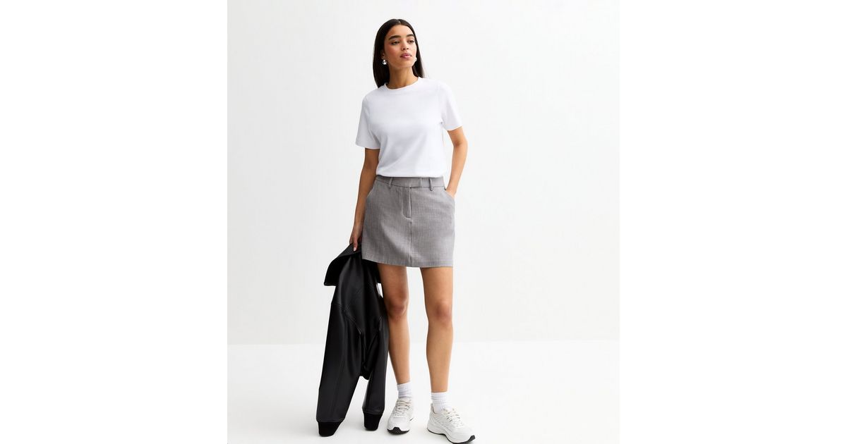 Comeforbreakfast Gray Mini Short A-Line Skirt