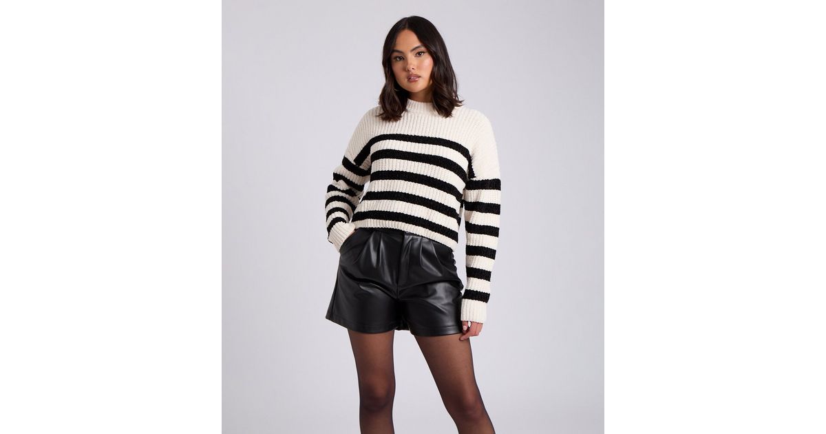Urban Bliss Cream Striped Ribbed Knit Jumper New Look