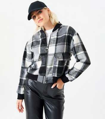 Gini London Black Check Bomber Jacket