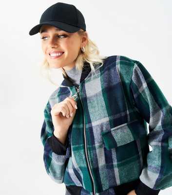 Gini London Green Check Bomber Jacket