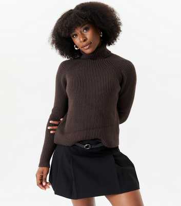 Gini London Rust Roll Neck Chunky Knit Jumper