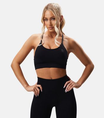 Gym King Black Seamless Strappy Sports Bra New Look