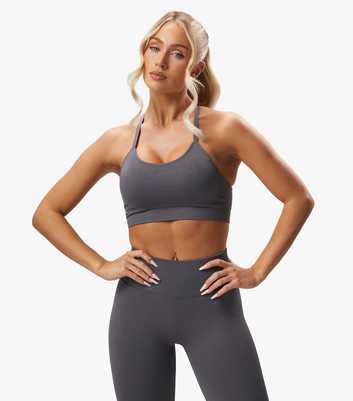 Gym King Grey Seamless Strappy Sports Bra