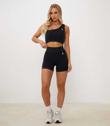 Gym King Black Asymmetric Strap Sports Bra