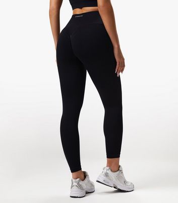 Gym King Black GK Sculpt Seamless Scrunch Bum Leggings New Look