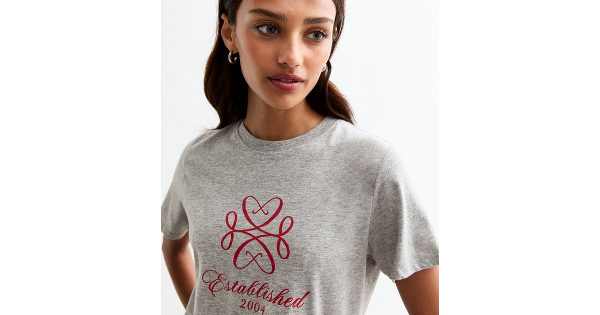 Grey Cotton Established 2004 T-Shirt New Look
