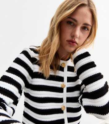 Black Knit Striped Cardigan