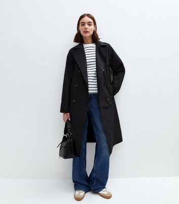 Black Double Breasted Trench Coat