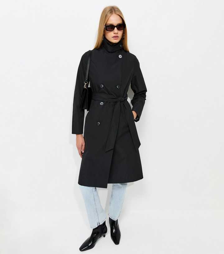 Black Double Breasted Trench Coat