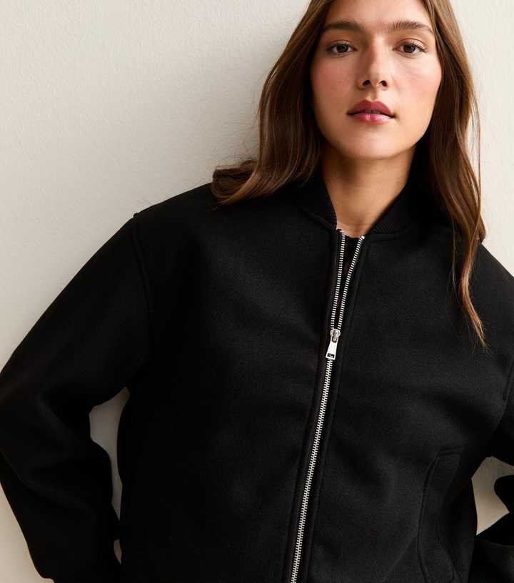 Black Brushed Bomber Jacket