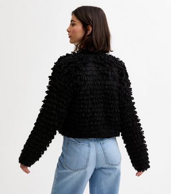 Black Looped Thread Cardigan New Look