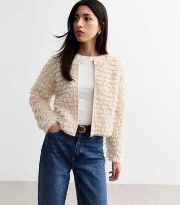 Cream Looped Thread Cardigan