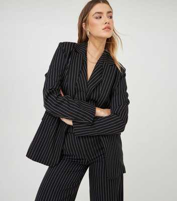 WKNDGIRL Black Pinstripe Oversized Blazer