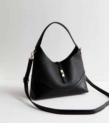 Black Faux Leather Pouch Shoulder Bag