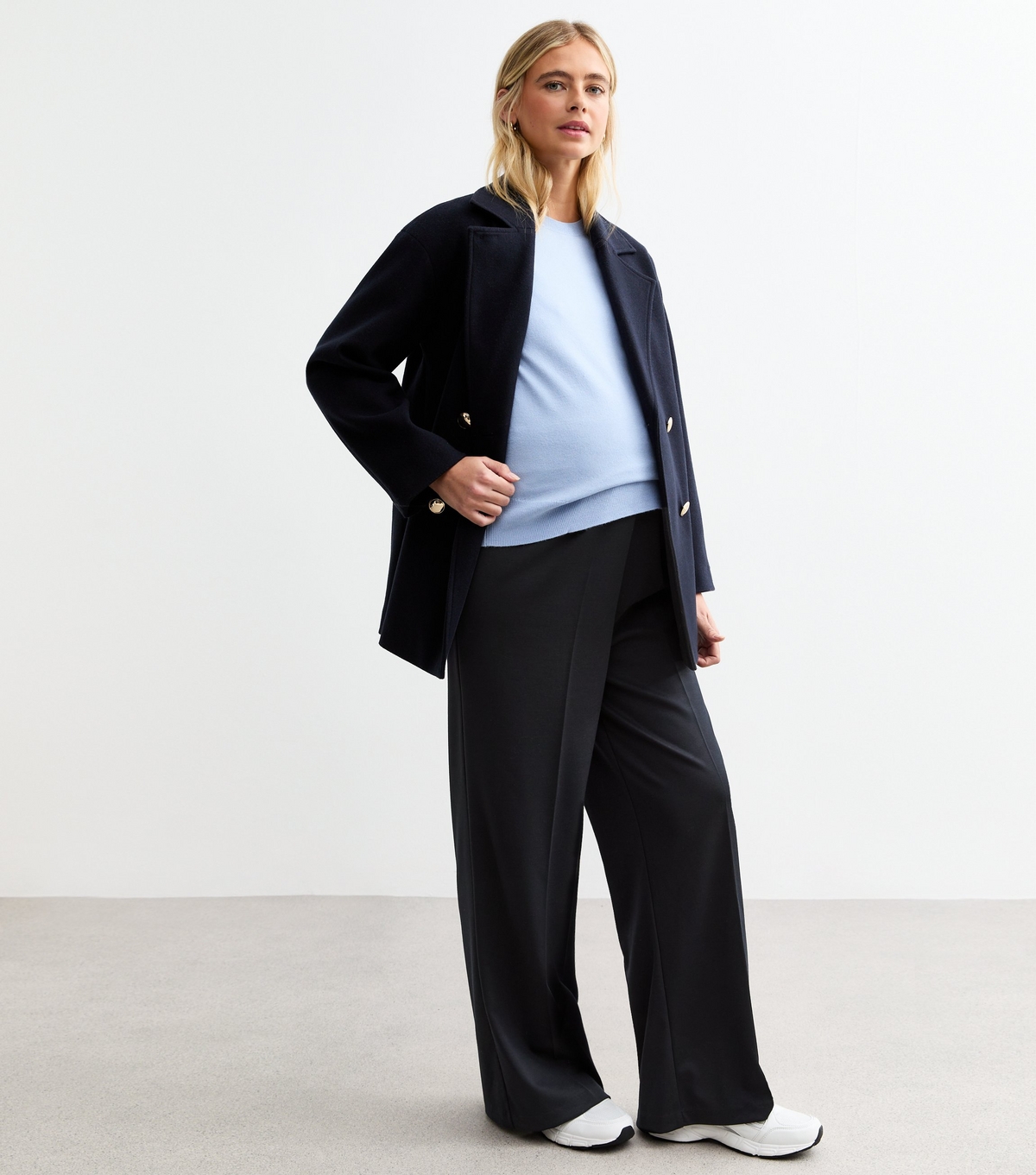 Women's Maternity Navy Wide Leg Jersey Trousers New Look