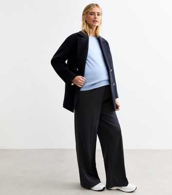 Maternity Navy Wide Leg Jersey Trousers