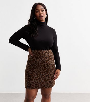 Brown leopard print mini skirt hotsell