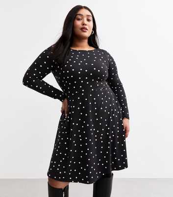 Curves Black Polka Dot Mini Dress