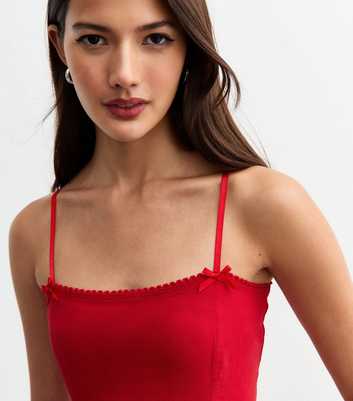 Red Scalloped Crop Corset Top