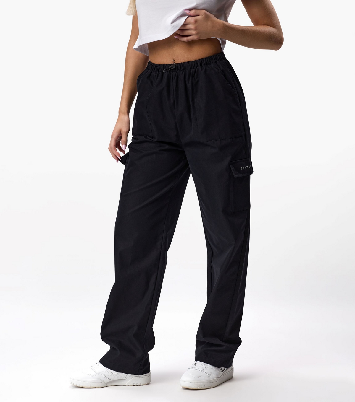 Women's Black Wide Leg Cargo Trousers Gym King New Look