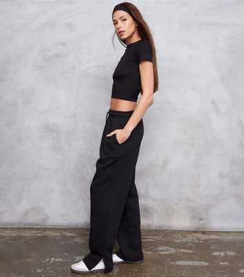 WKNDGIRL Black Split Hem Joggers