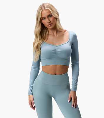 Gym King Blue Long Sleeve Sculpt Top 