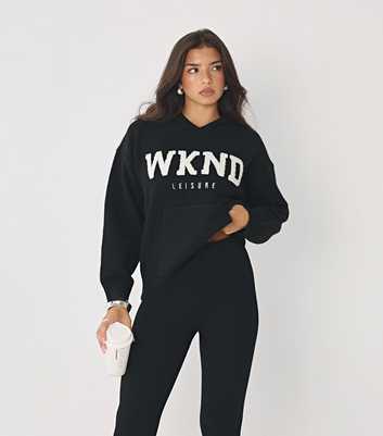 WKNDGIRL Black Knit Logo Hoodie