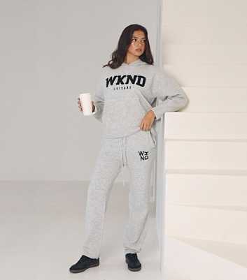 WKNDGIRL Grey Knit Logo Hoodie