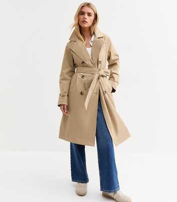 Petite Stone Double Breasted Belted Trench Coat