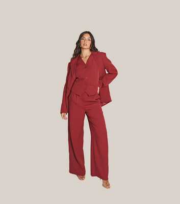 WKNDGIRL Red Tailored Wide Leg Trousers